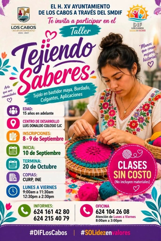 Abre DIF Los Cabos taller gratuito de tejido, bordado y aplicaciones en San José del Cabo