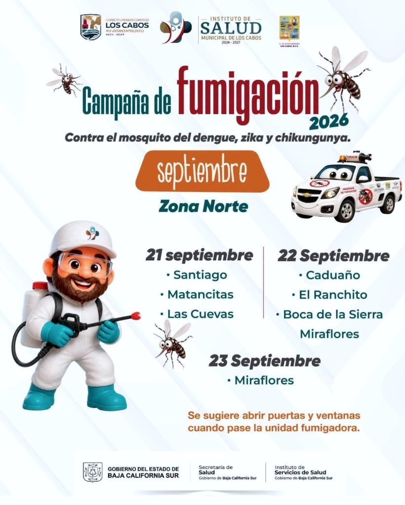 Anuncian fumigación en siete comunidades de la zona norte de Los Cabos