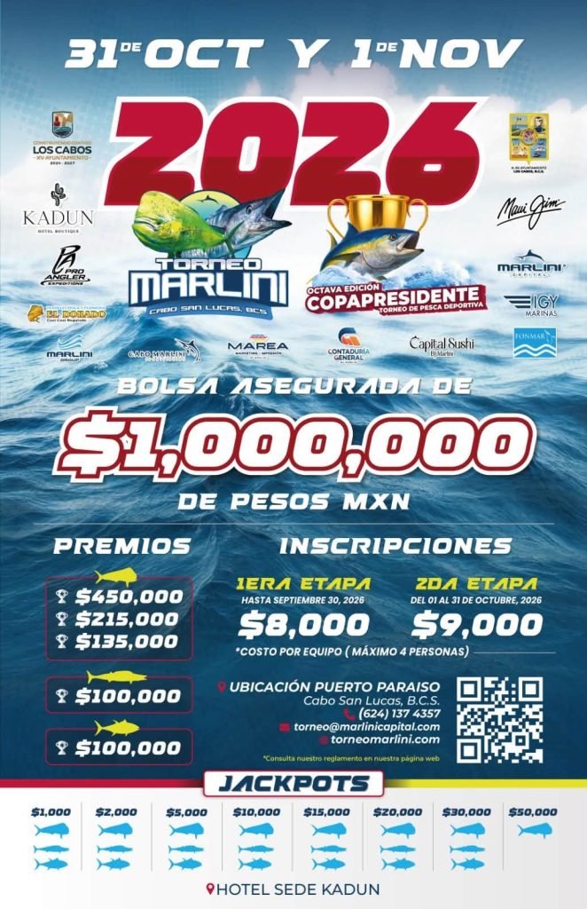 Anuncian octava edición de la Copa Presidente Marlini 2026 en Cabo San Lucas
