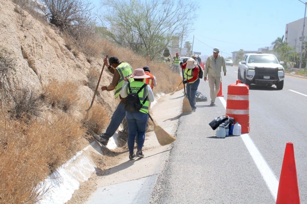 Atienden más de 80 kilómetros entre camellón central y laterales de la carretera Transpeninsular y retiran 220 toneladas de residuos en Los Cabos