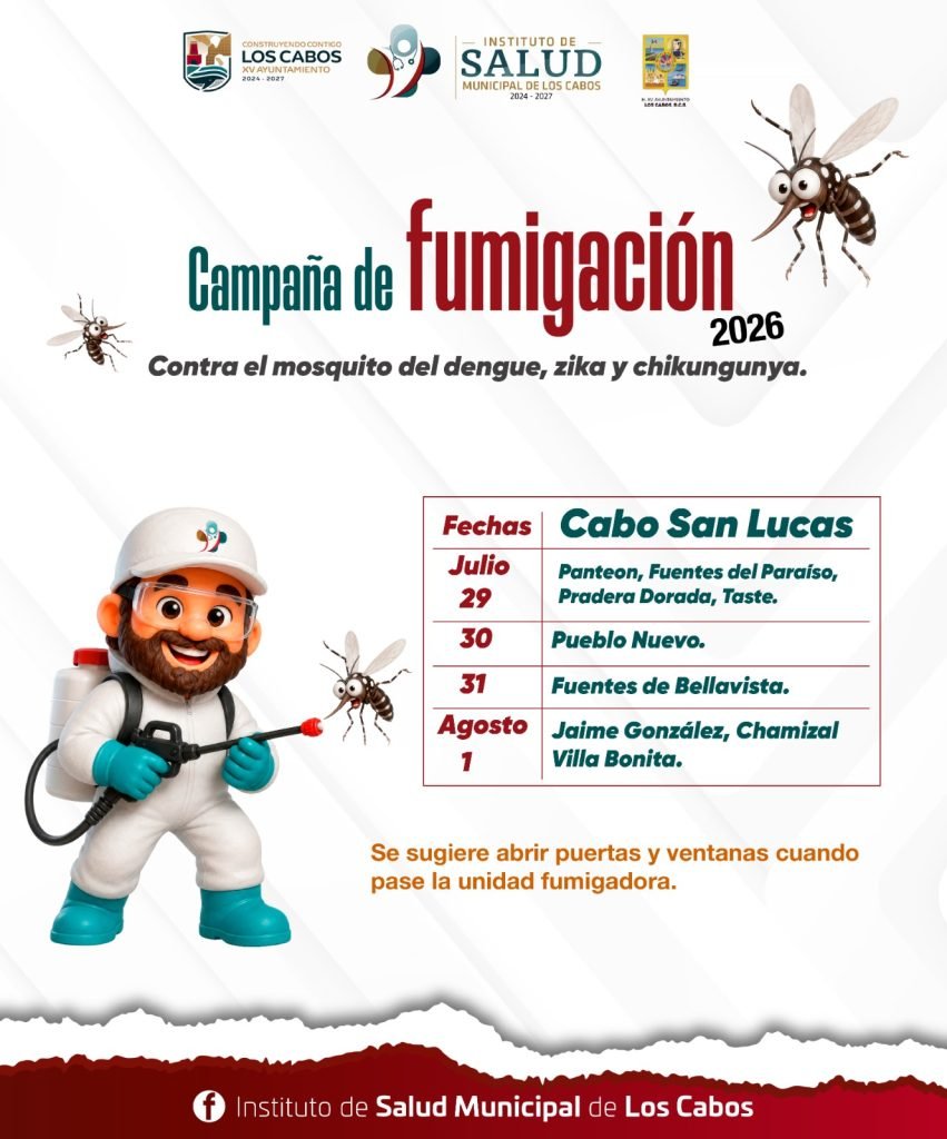 Continúan jornadas de fumigación en colonias de Cabo San Lucas