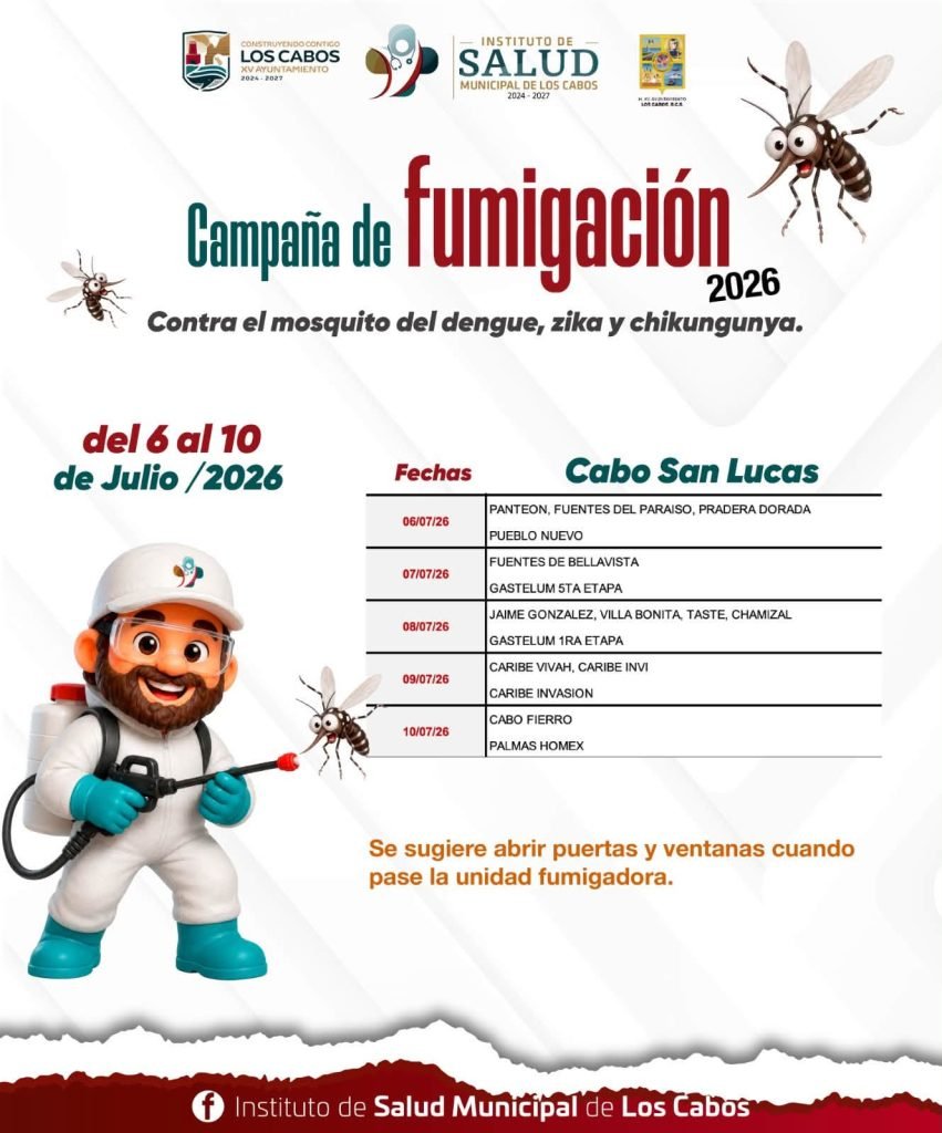 Coordinan Ayuntamiento de Los Cabos y Secretaría de Salud jornada preventiva de fumigación contra el mosquito