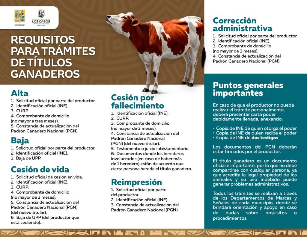 Gobierno de Los Cabos informa requisitos para trámites de títulos ganaderos 2026