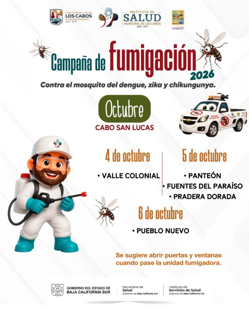 Informa Ayuntamiento de Los Cabos jornadas de fumigación contra el dengue en Cabo San Lucas
