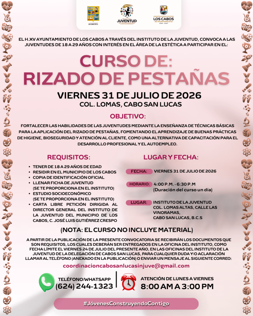 INJUVE Los Cabos convoca a jóvenes al curso de rizado de pestañas para impulsar el autoempleo