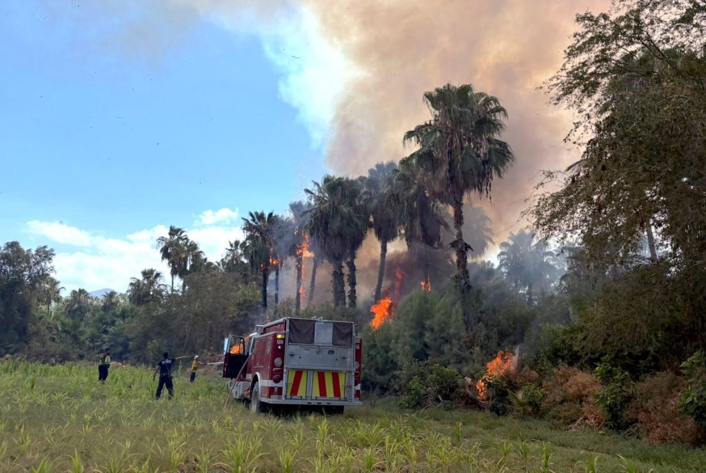 Instalan puesto de control y realizan evacuaciones preventivas por incendio en Palmares de Santa Rosa