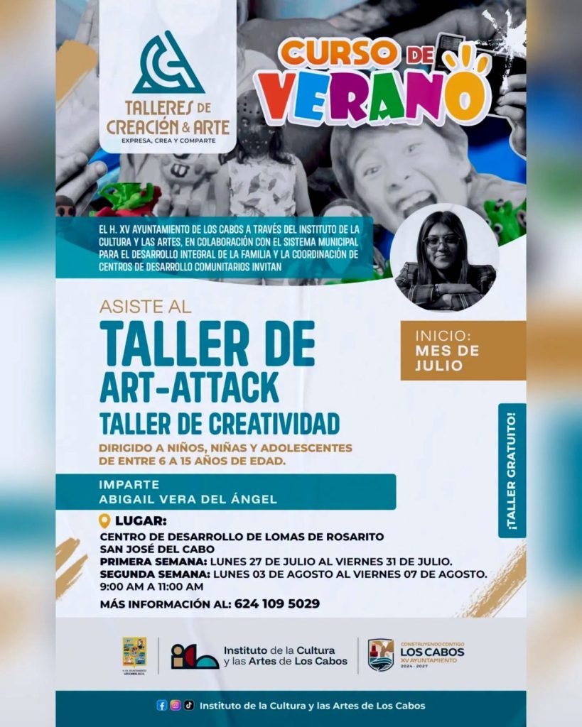 Invita Ayuntamiento de Los Cabos a taller de creatividad para niñas, niños y adolescentes