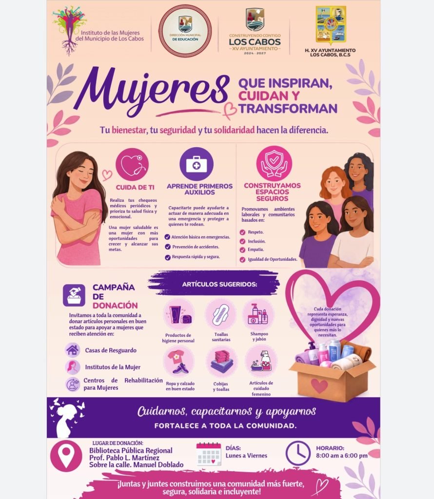 Invitan a donar artículos de primera necesidad para mujeres, niñas y niños en Los Cabos