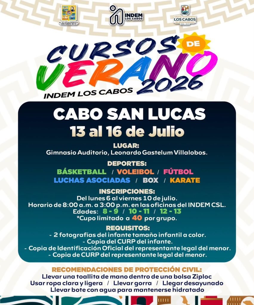 Invitan a niñas y niños a disfrutar los Cursos de Verano 2026 en Cabo San Lucas