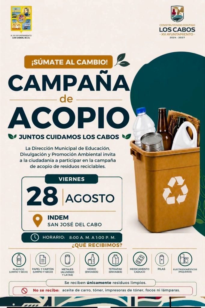 Invitan a participar en campaña de acopio de residuos reciclables en San José del Cabo