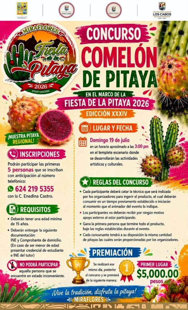 Invitan a participar en concursos de la Fiesta de la Pitahaya Miraflores 2026