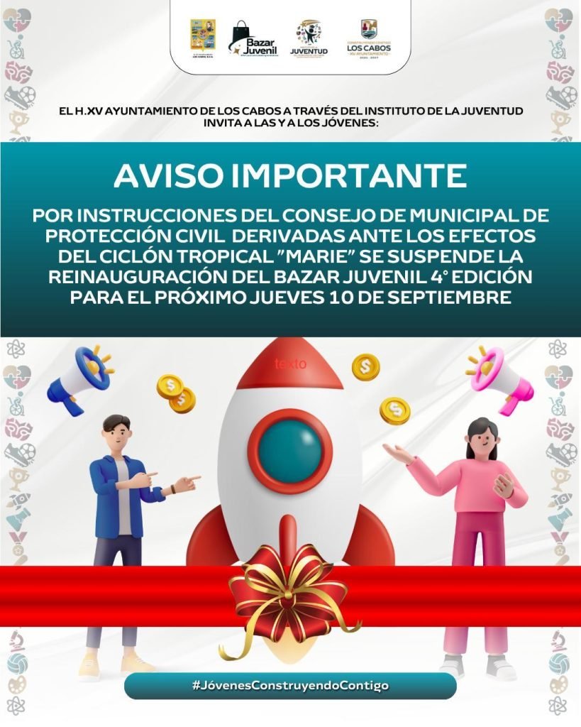 Reprograman reinauguración del Bazar Juvenil en Los Cabos; será el 10 de septiembre